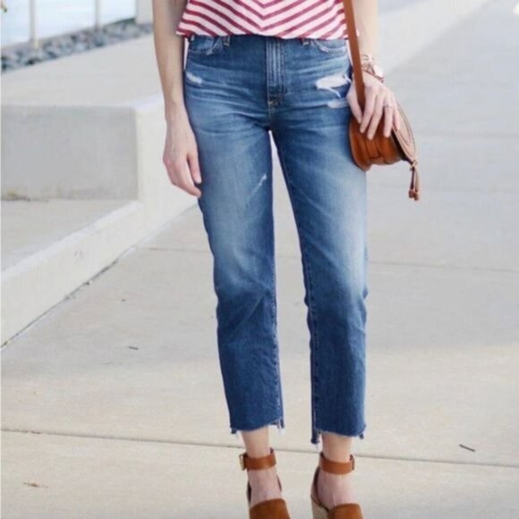 Adriano Goldschmeid 26 Phoebe Vintage High Waisted Tapered Leg Crop Jeans $255 - Picture 2 of 16